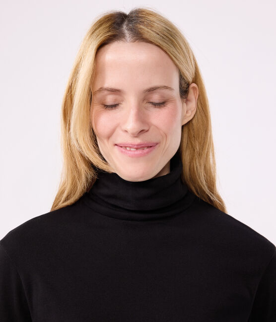 T-shirt Iconica a lupetto in cotone donna nero BLACK