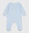 Pigiama neonato in cotone con colletto stampato con balena blu/bianco