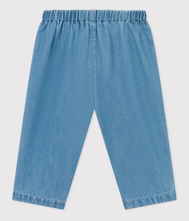 Pantaloni beb&egrave; in denim leggero biologico blu
