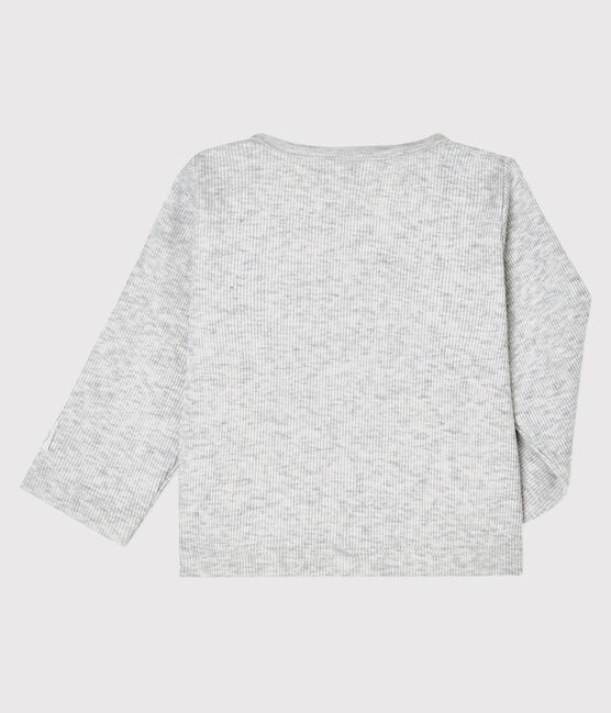 Cardigan bebè in costina 2x2 di cotone biologico grigio BELUGA CHINE