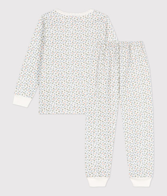 Pigiama felpato bambina con fantasia fiore bianco MARSHMALLOW/bianco MULTICO