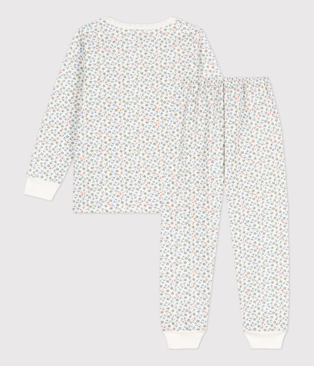 Pigiama felpato bambina con fantasia fiore bianco/multicolore