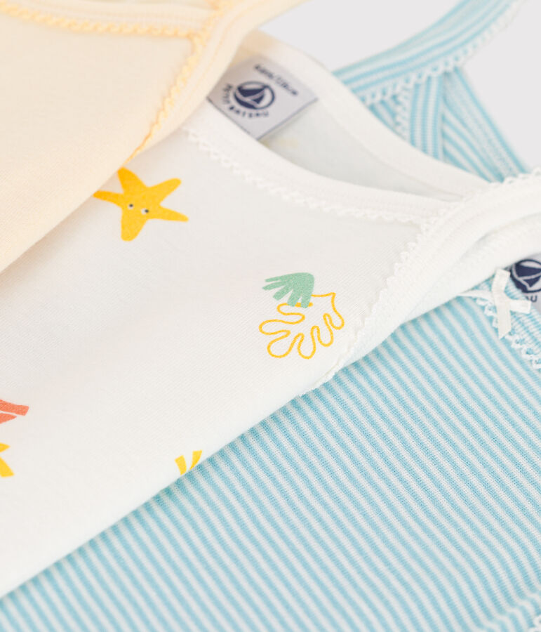 Set di 3 canotte in cotone con stampa bambino multicolore