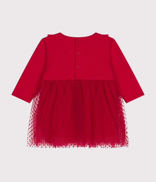 Abito in cotone e tulle neonato rosso