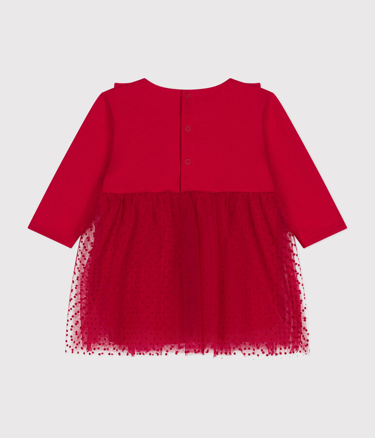 Abito in cotone e tulle neonato rosso