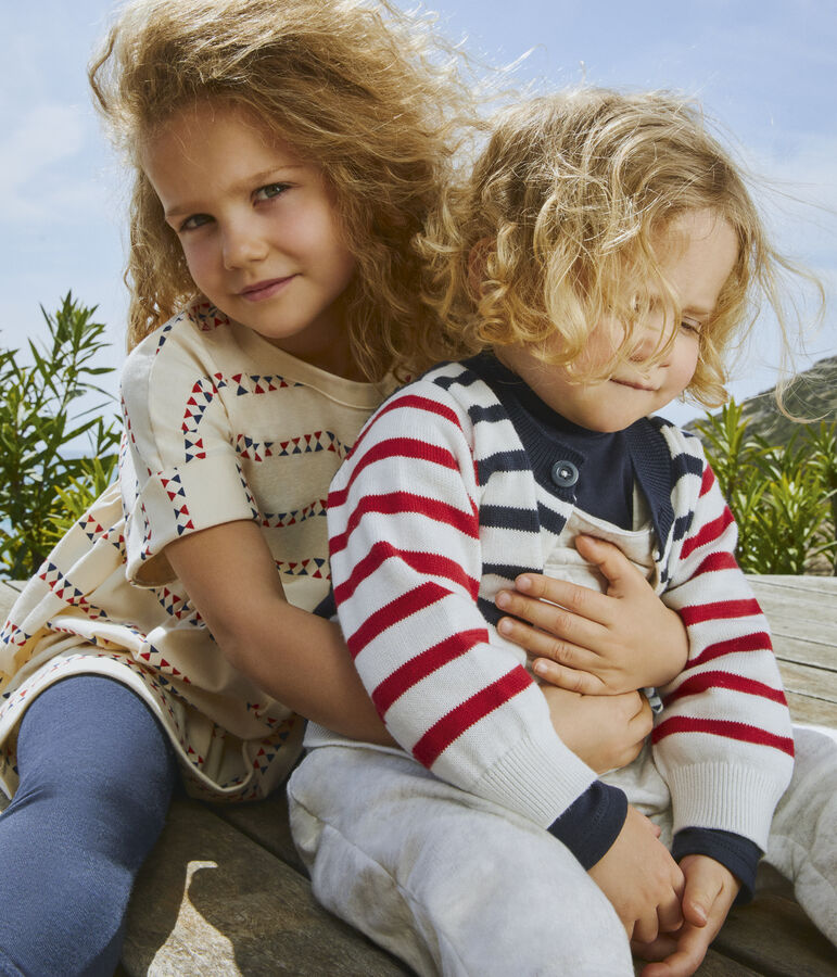 Cardigan in maglia di cotone per neonati bianco MARSHMALLOW/bianco MULTICO