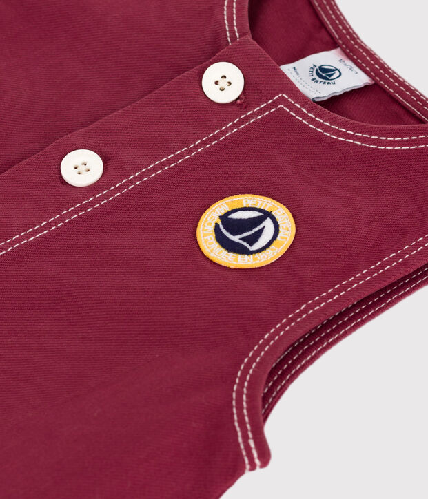 Tutina lunga in denim tinta unita neonato rosso