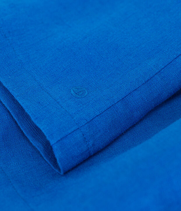 Abito senza maniche in lino neonata blu