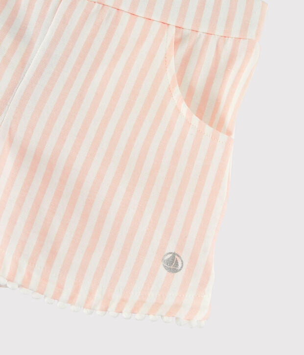 Shorts in jersey bambina rosa/bianco