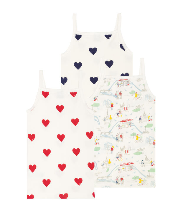 Trio canottiere con spalline bambina multicolore