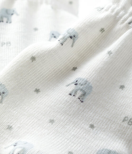 Paio di muffole a costine, il tessuto emblematico di Petit Bateau. bianco MARSHMALLOW/bianco MULTICO
