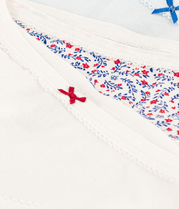 Confezione da 3 slip bambina in cotone a fiori multicolore