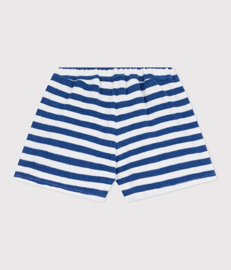 Shorts in cotone a righe bambina blu/bianco