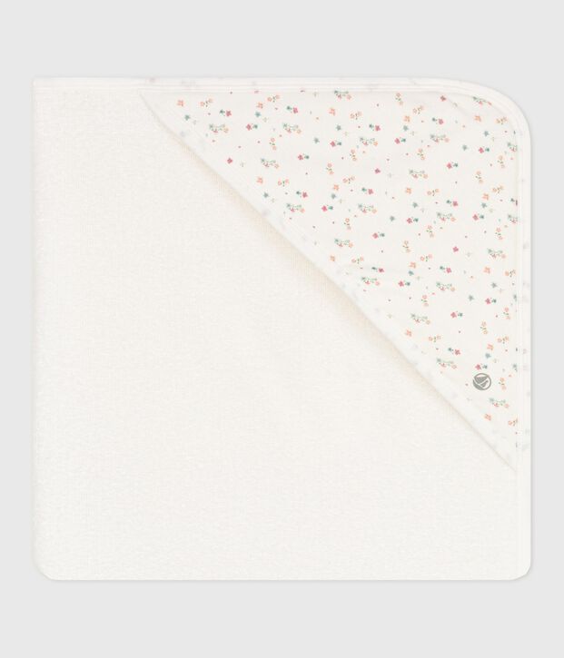 Asciugamano quadrato da bagno in cotone neonato bianco/multicolore