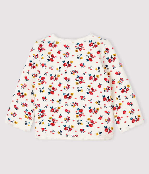 Cardigan beb&egrave; femmina in tubique bianco/multicolore