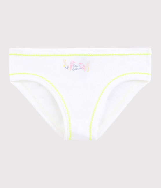 La mutandina in cotone per bambina bianco ECUME/giallo JAUNE