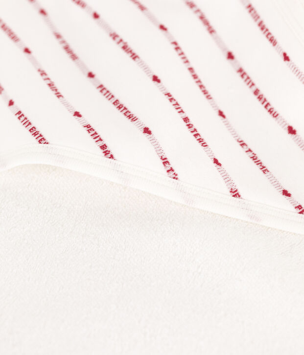 Asciugamano quadrato da bagno in cotone per neonati bianco/rosso