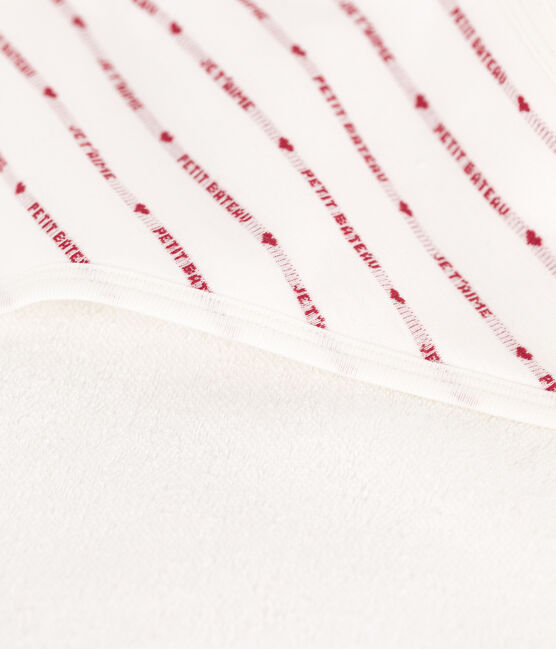 Asciugamano quadrato da bagno in cotone per neonati bianco MARSHMALLOW/rosso TERKUIT