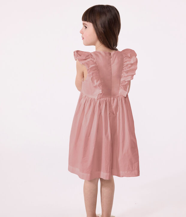 Abito smanicato da bambina in cotone tinta unita rosa