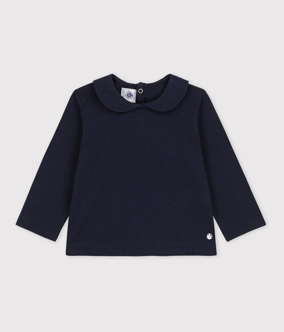 Blusa a maniche lunghe in cotone per neonati blu SMOKING