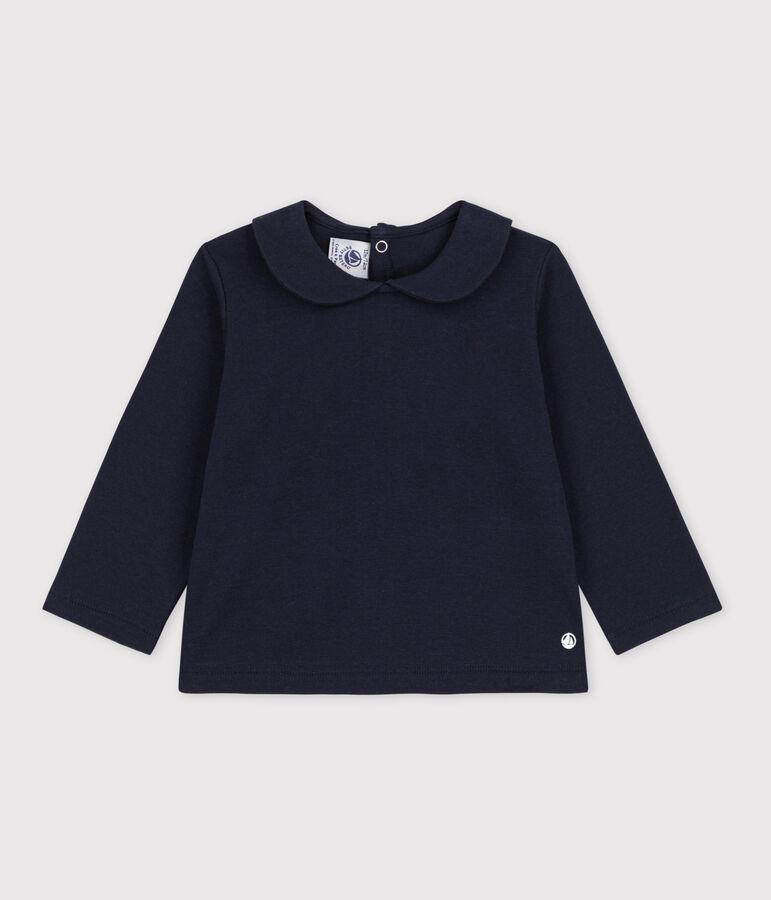 Blusa a maniche lunghe in cotone per neonati blu
