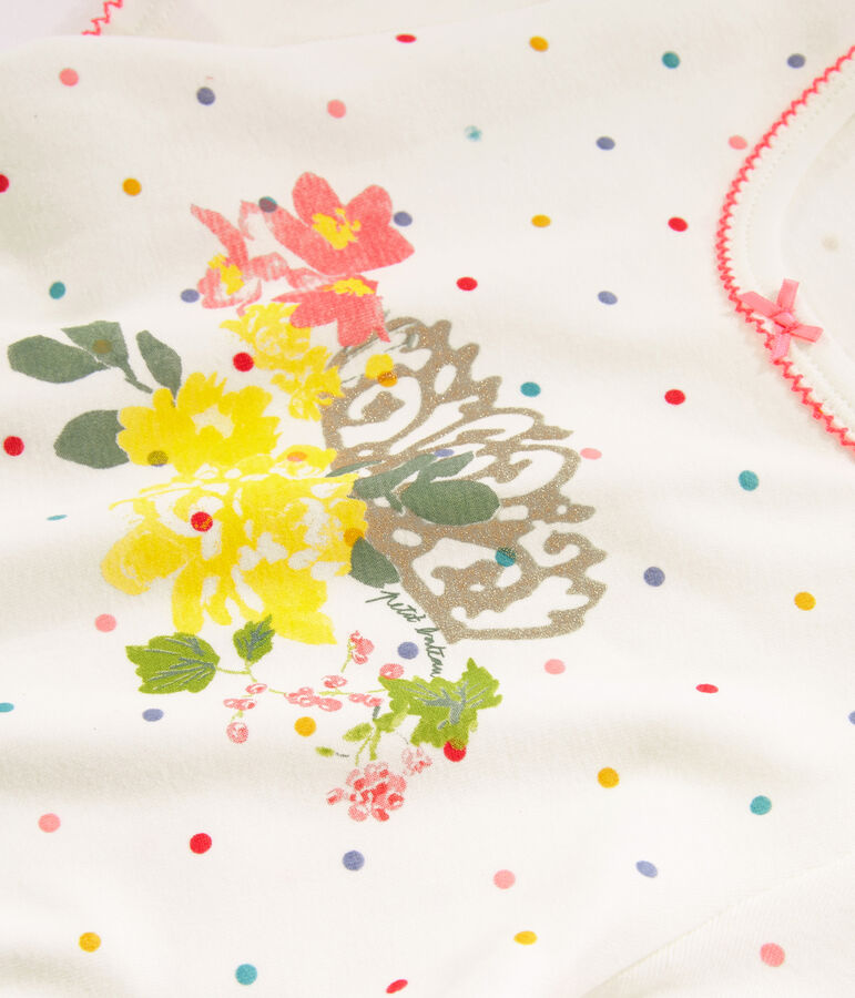 Camicia da notte bambina a costine bianco/multicolore