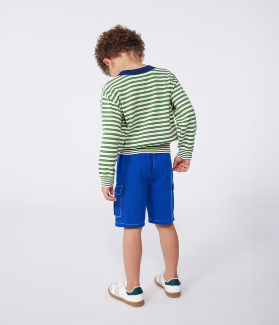 Pullover in cotone a righe bambino verde PALMERAIE/ AVALANCHE