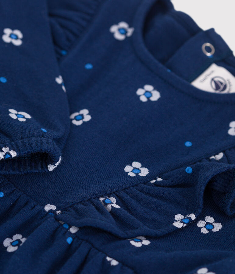 Abito a maniche lunghe in cotone con stampa a fiori neonata blu/multicolore