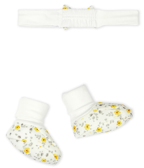Set fascia e babbucce bebè femmina in lana e cotone variante 1