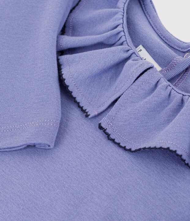 T-shirt con colletto a maniche lunghe tinta unita bambino viola