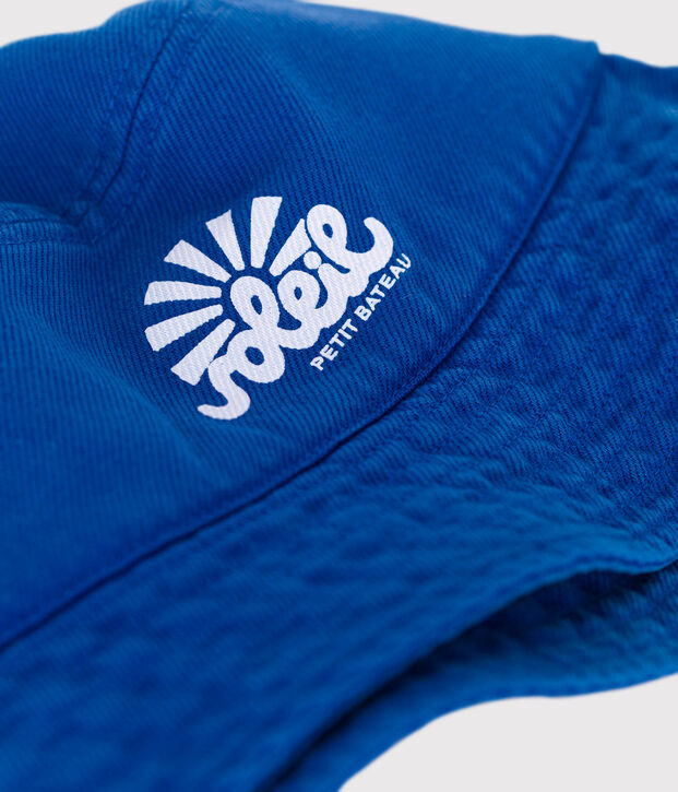 Cappellino alla pescatora in cotone tinta unita bambino blu