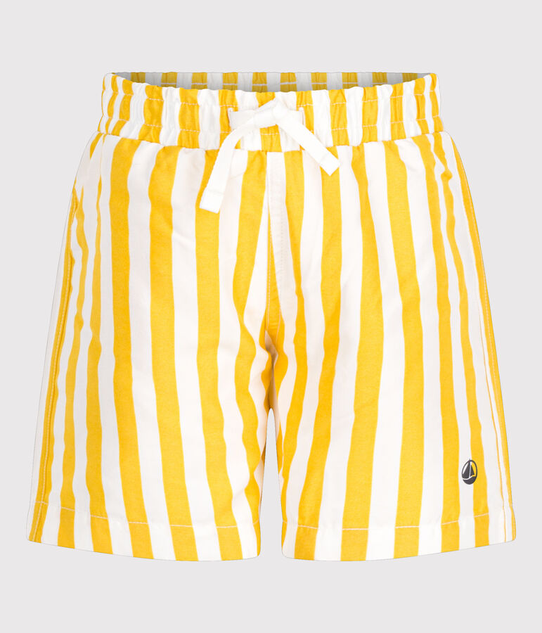Shorts da mare stampato a righe bambino bianco/giallo