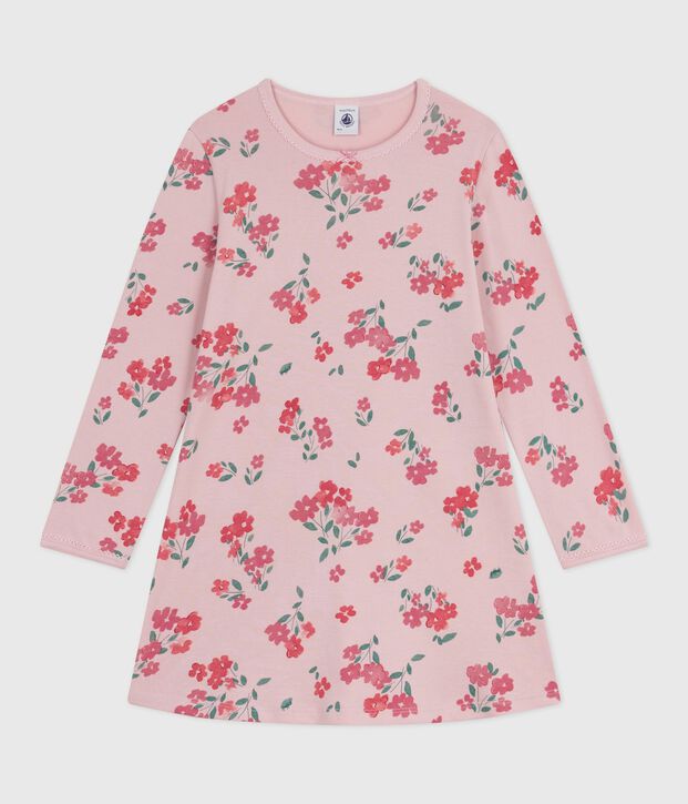 Camicia da notte in cotone con stampa a fiori bambina rosa/multicolore
