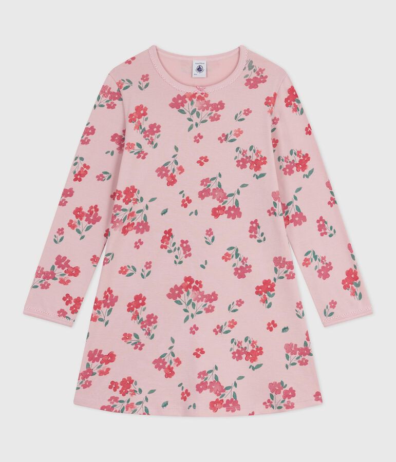 Camicia da notte in cotone con stampa a fiori bambina rosa/multicolore