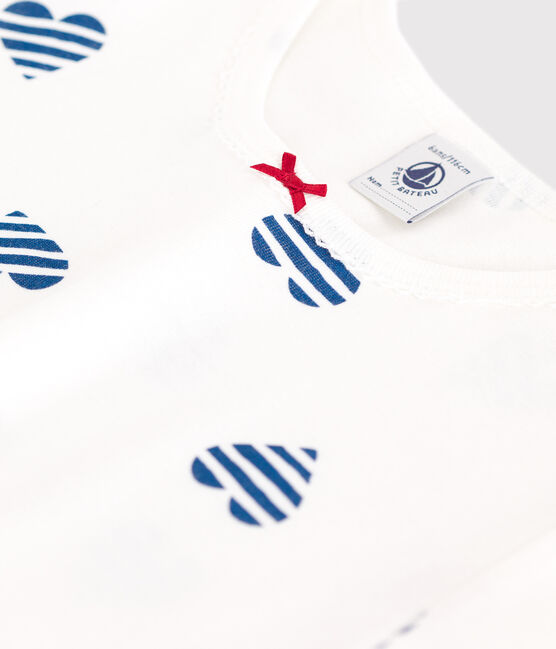 Camicia da notte in cotone con cuori stampati bambina bianco MARSHMALLOW/bianco MULTICO