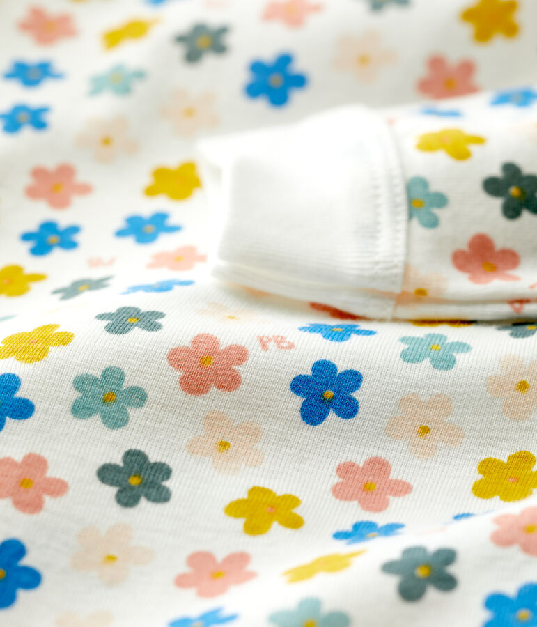 Tutina pigiama senza piedi beb&egrave; fosforescente in cotone bianco/multicolore