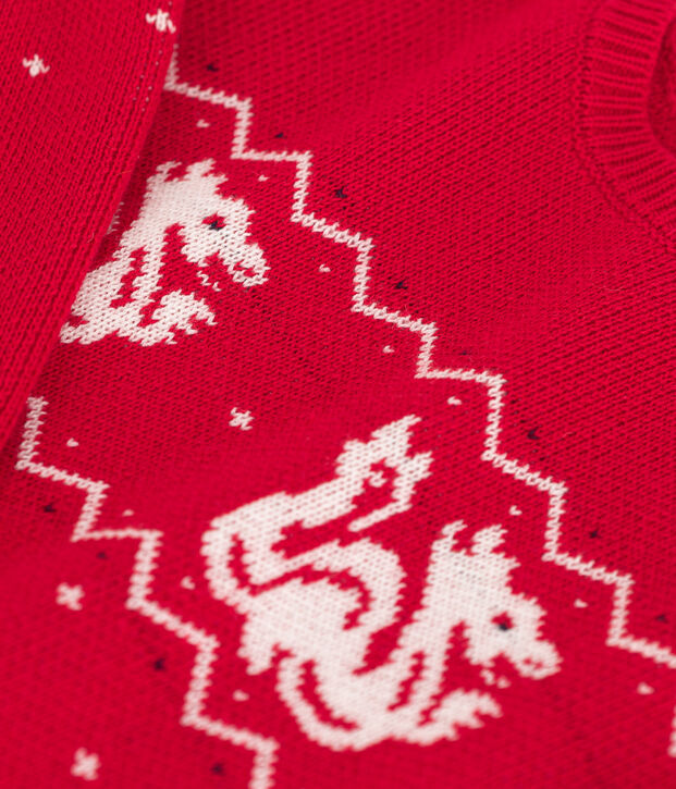 Pullover in lana e cotone bambino rosso/multicolore