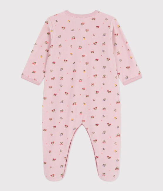 Pigiama in ciniglia con stampa a fiori neonato rosa JOLI/bianco MULTICO