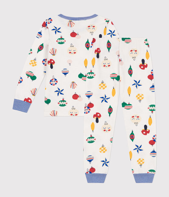 Pigiama in tessuto felpato spazzolato con palline di Natale stampate bambino bianco MARSHMALLOW/bianco MULTICO