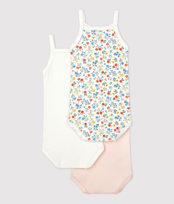 Set di 3 body a fiori con spalline per bebè in cotone variante 1