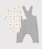 Set salopette e body in cotone neonato bianco MARSHMALLOW/blu SMOKING