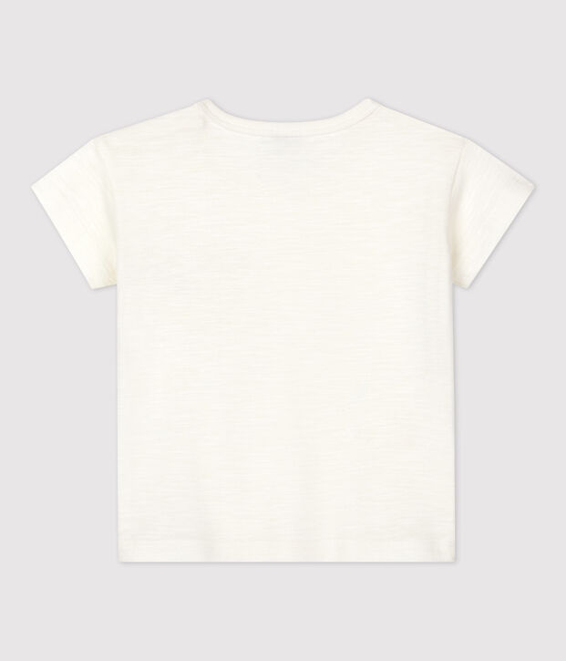 T-shirt beb&egrave; tinta unita a maniche corte in jersey bianco