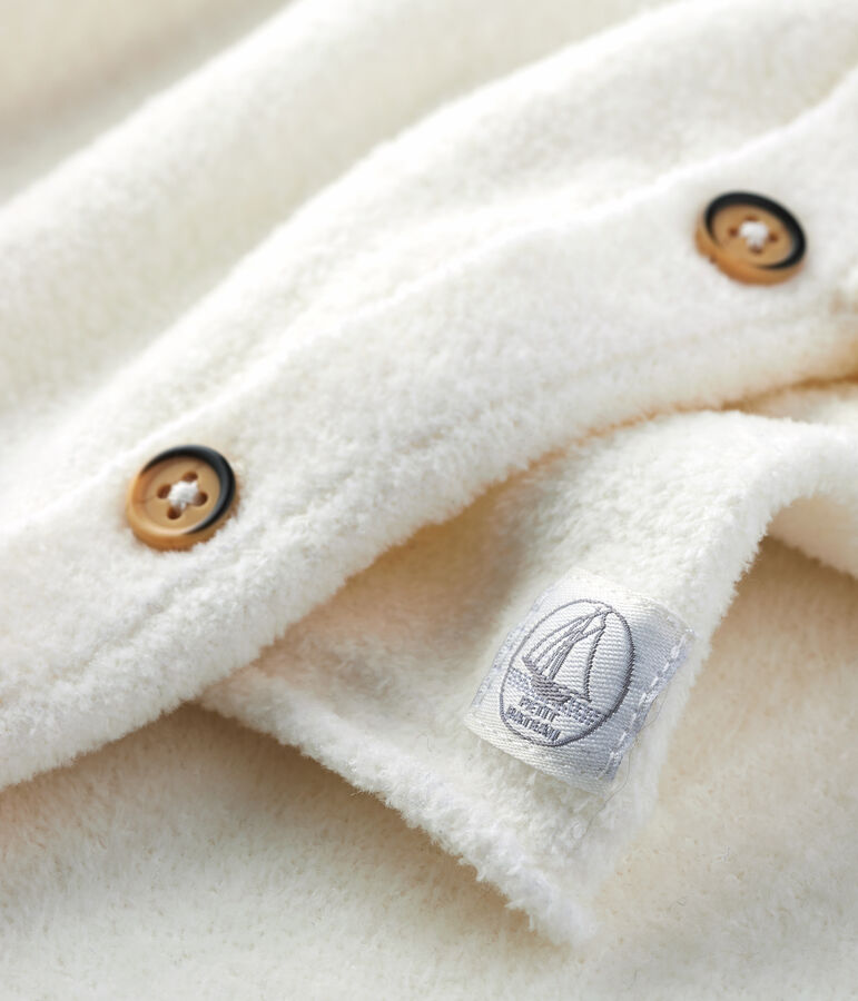 Completo due pezzi beb&egrave; in cotone, lana merino e poliestere bianco