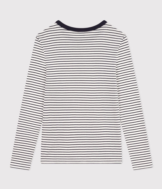 T-shirt L'Iconique a manica lunga in cotone rigato donna bianco MARSHMALLOW/blu SMOKING