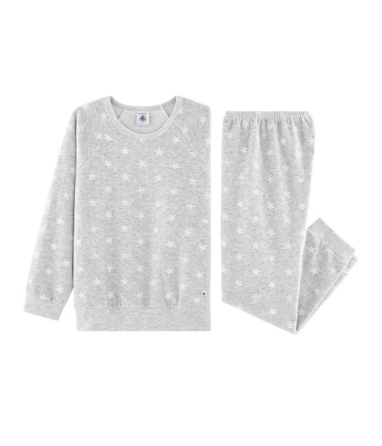 Pigiama bambina in ciniglia grigio BELUGA/bianco MARSHMALLOW