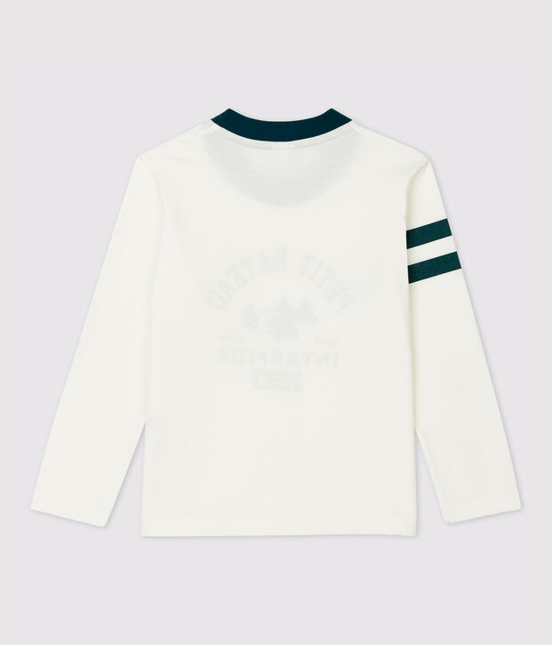 T-shirt bambino a maniche lunghe in cotone bianco