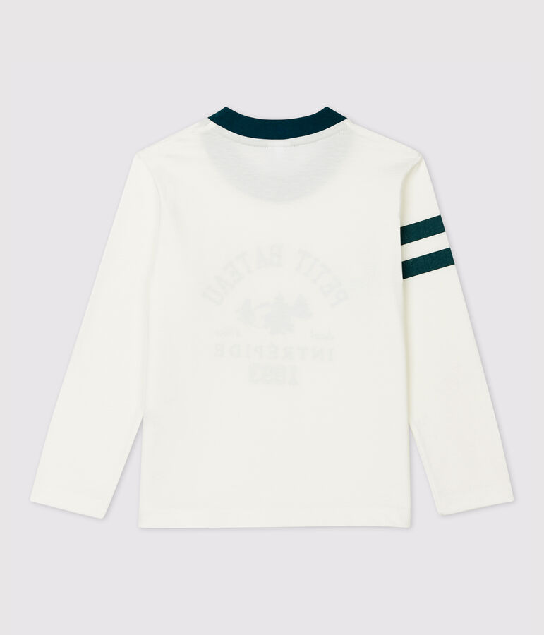 T-shirt bambino a maniche lunghe in cotone bianco