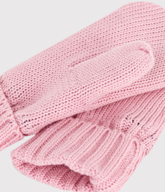 Muffole in maglia foderata in pile bambino rosa CHARME