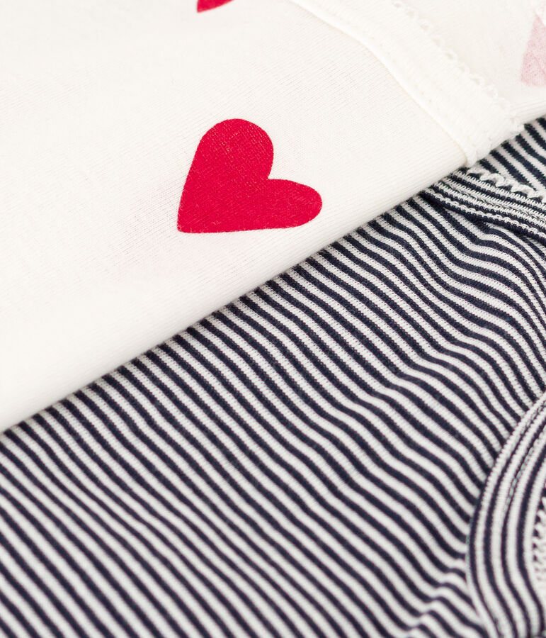 Confezione da 2 canottiere con spalline in cotone donna motivo cuore multicolore