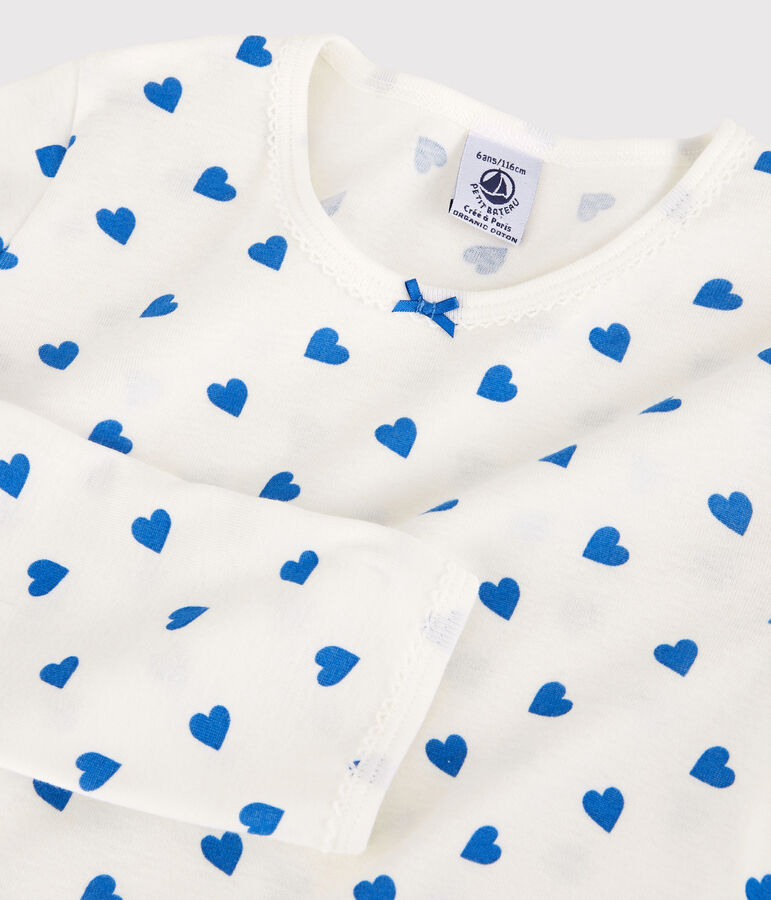 Pigiama fiori blu bambina in cotone bianco MARSHMALLOW/blu BRASIER
